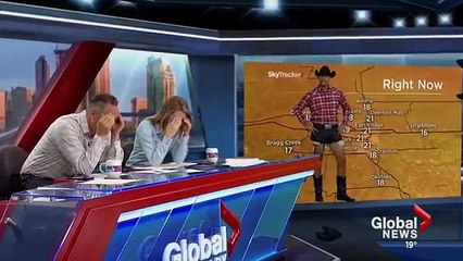 Jordan Witzel wears daisy dukes on Calgary Morning News