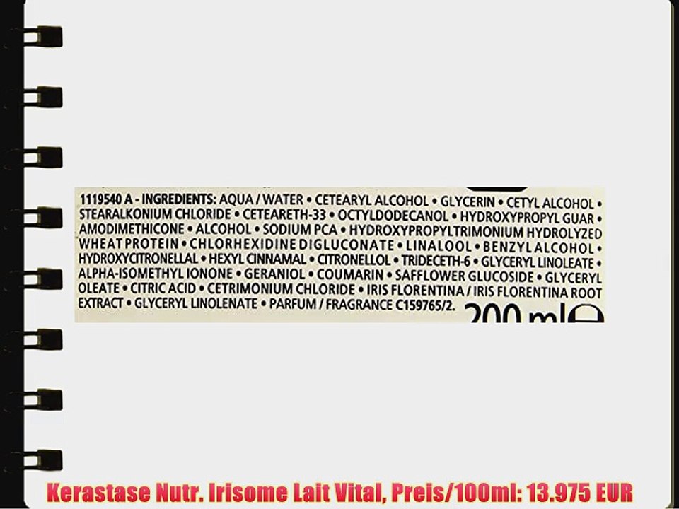 Kerastase Nutr. Irisome Lait Vital Preis/100ml: 13.975 EUR
