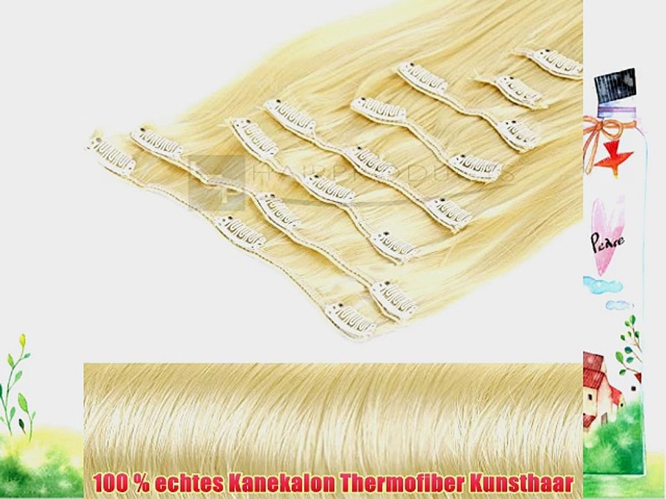 Clip In Extensions Set 60 cm - 100 % Kanekalon -Haarverl?ngerungsset - Farbe #20 blond