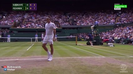 Djokovic vs Federer Amazing Rally shot WIMBLEDON 2015
