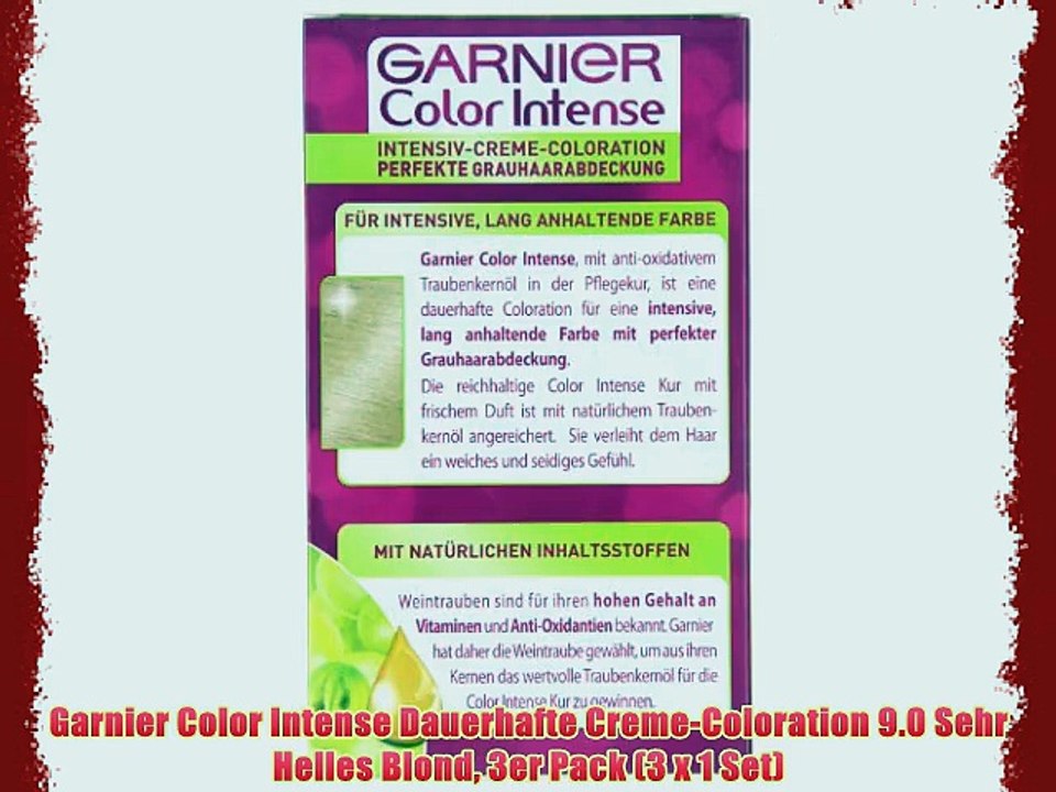 Garnier Color Intense Dauerhafte Creme-Coloration 9.0 Sehr Helles Blond 3er Pack (3 x 1 Set)