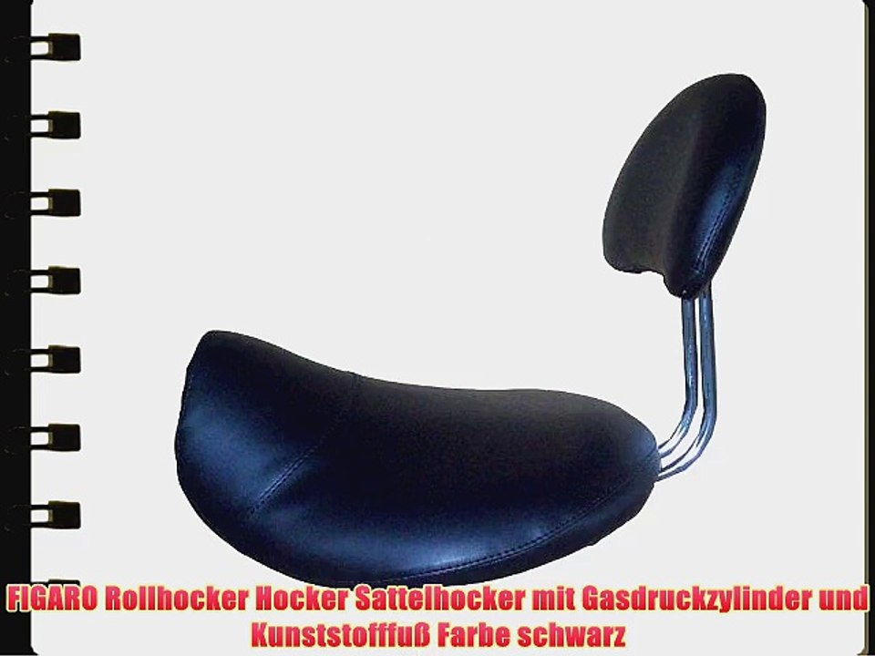 FIGARO Rollhocker Hocker Sattelhocker mit Gasdruckzylinder und Kunststofffu? Farbe schwarz