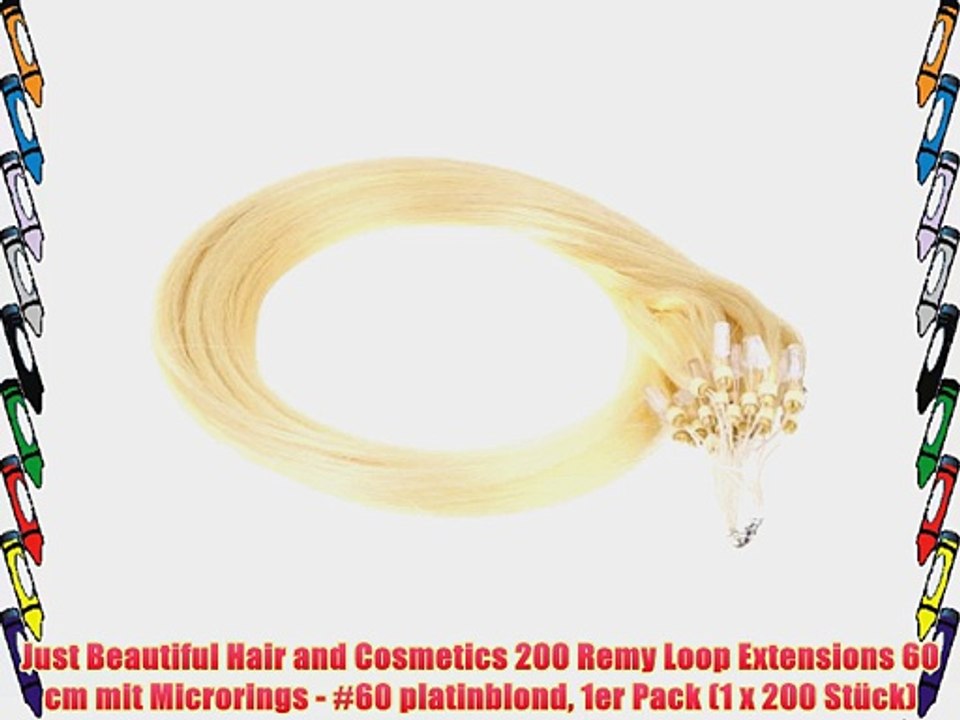 Just Beautiful Hair and Cosmetics 200 Remy Loop Extensions 60 cm mit Microrings - #60 platinblond