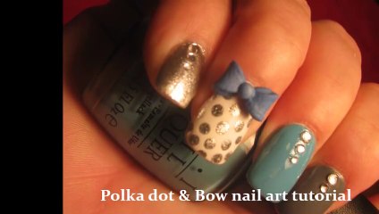 Polka dot and Bow nail art tutorial