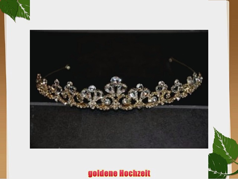 Flomans? - goldene Tiara Diadem mit 24 karatigem Gold - Haarschmuck Hochzeit gold Brautschmuck
