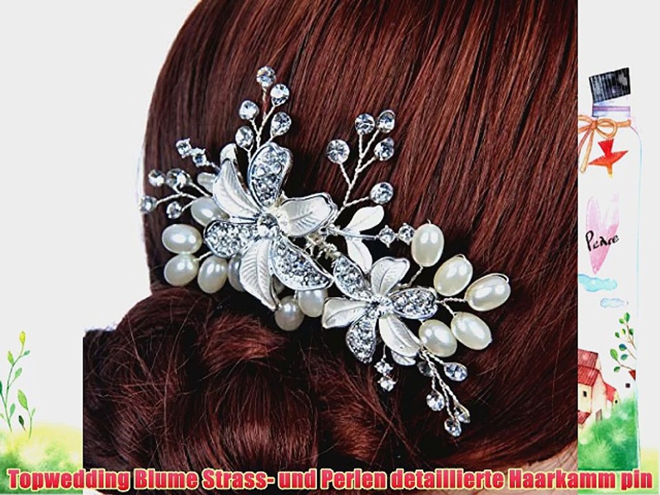 Topwedding Blume Strass- und Perlen detaillierte Haarkamm pin