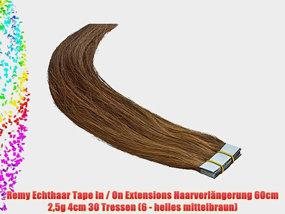 Remy Echthaar Tape In / On Extensions Haarverl?ngerung 60cm 25g 4cm 30 Tressen (6 - helles