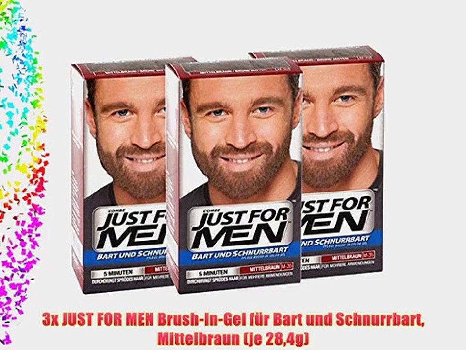 3x JUST FOR MEN Brush-In-Gel f?r Bart und Schnurrbart Mittelbraun (je 284g)
