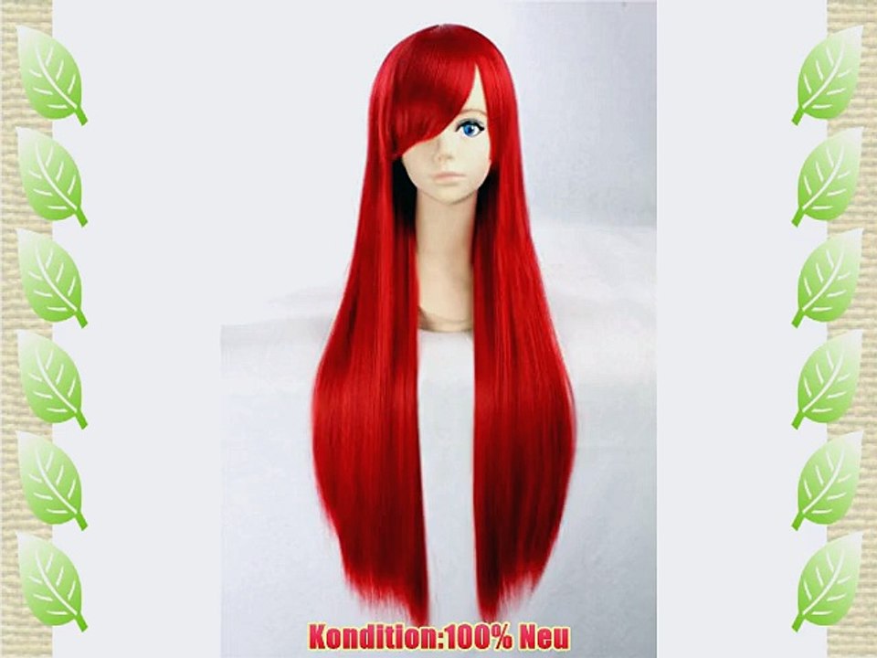 COSPLAZA Cosplay Kostueme Peruecke Fairy Tail Erza Scarlet gerade lang Rot Anime Haar