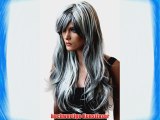 NEU Sexy Per?cke wig weiss mit schwarzem Str?hnchen cosplay