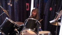 Mila G  8 YR old on drums- jamming R&B