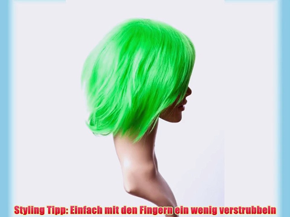 Cosplayland C556 - Gras Gr?n 35cm kurz gestuft verr?ckt Pony ausflippend kurze hitzefeste Per?cke