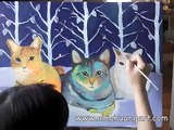 Speed Painting of Savannah Cats - time lapse painting demonstration