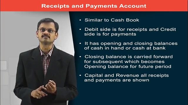 Receipts and Payments Account & Balance Sheet as per Financial Statements of Not For Profit Org