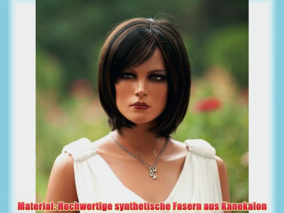 Songmics Per?cke Schwarz   Dunkelgoldblond Glatt Kurz Haar Wig Weiblich WFF223