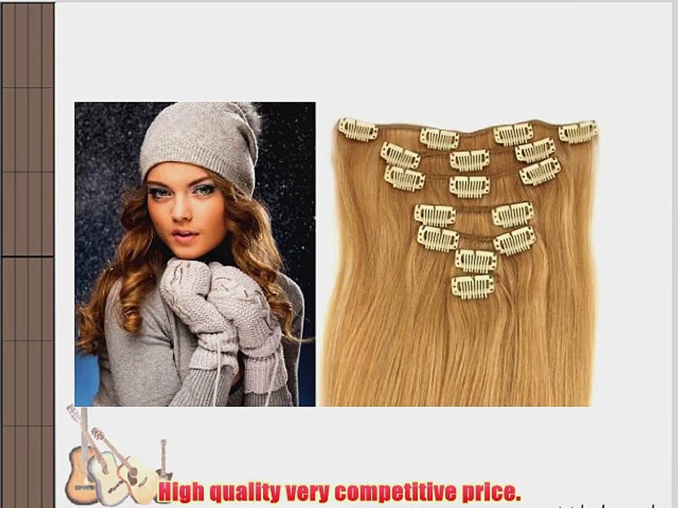 27 strawberry blonde honey blonde Real Remy Human Hair Clip In Hair Extensions 22 Inch 7pc