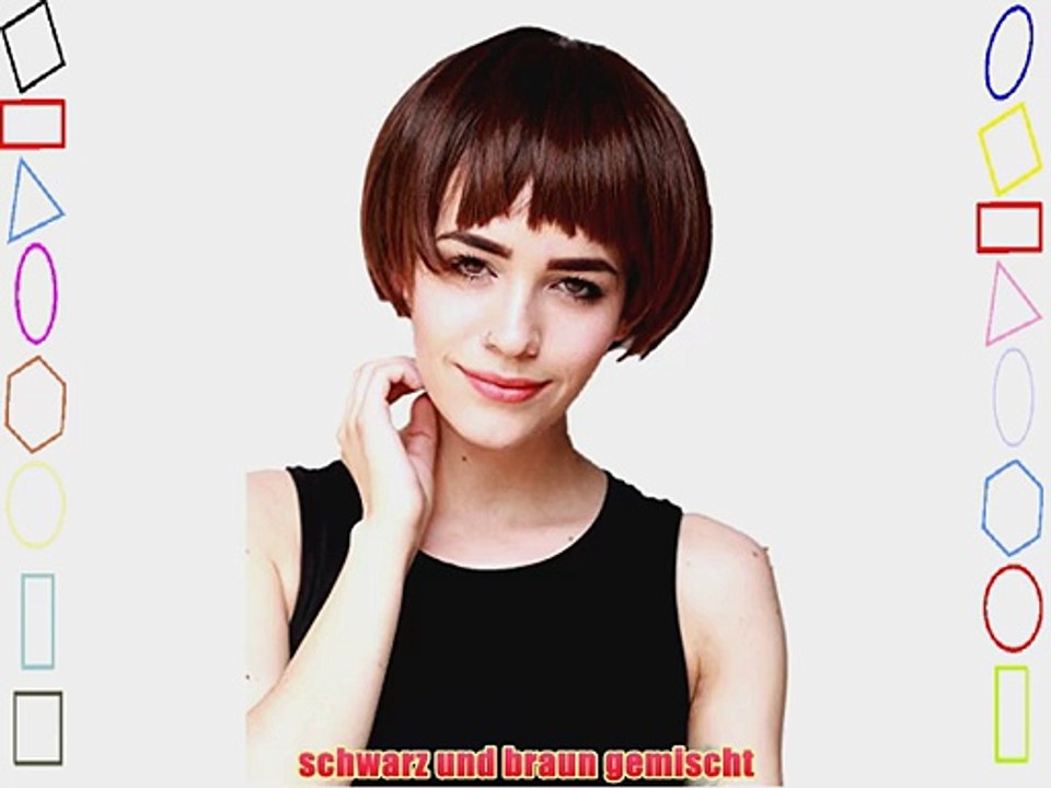 Prettyland C245 - super kurzer BOB Friisur gerade Pony Per?cke - Schwarz und Braun gemischt