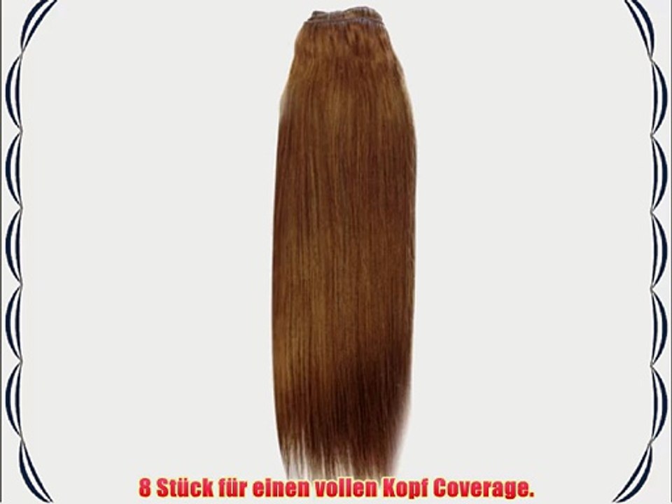 Echthaar Haarverlangerung 50 cm Mittelbraun (6) Clip In Extensions. Hochwertige Remy Haare!