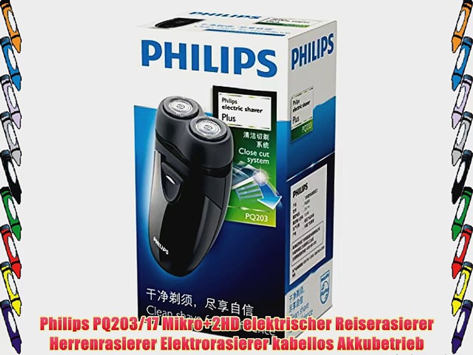 Philips PQ203/17 Mikro 2HD elektrischer Reiserasierer Herrenrasierer Elektrorasierer kabellos