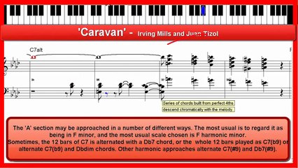 'Caravan' - jazz piano lesson / tutorial - using the diminished scale(s)