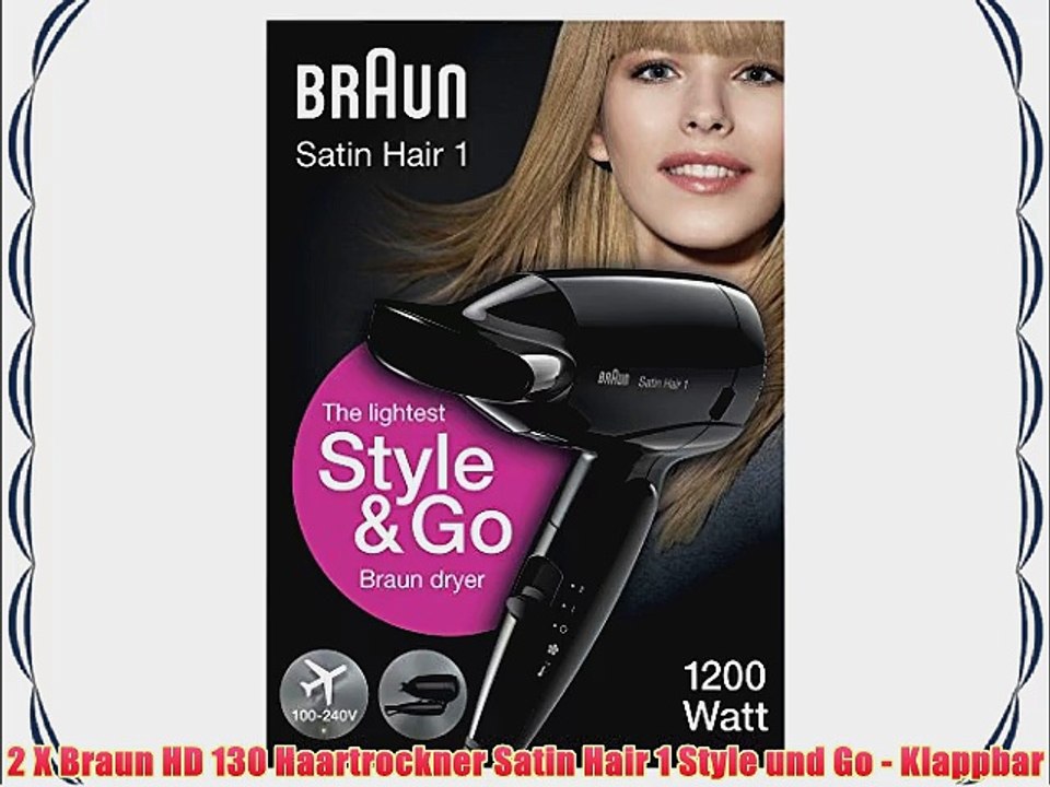 2 X Braun HD 130 Haartrockner Satin Hair 1 Style und Go - Klappbar