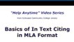 Basics of Citing, MLA, 3 of 3 (In Text Citations)
