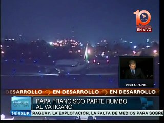 Parte el Papa Francisco de Paraguay con tumbo al Vaticano