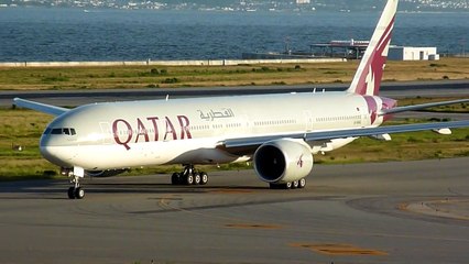 下载视频: Qatar Airways Boeing 777-300ER (A7-BAG) pushback, taxiing and takeoff from KIX/RJBB (Osaka - Kansai)