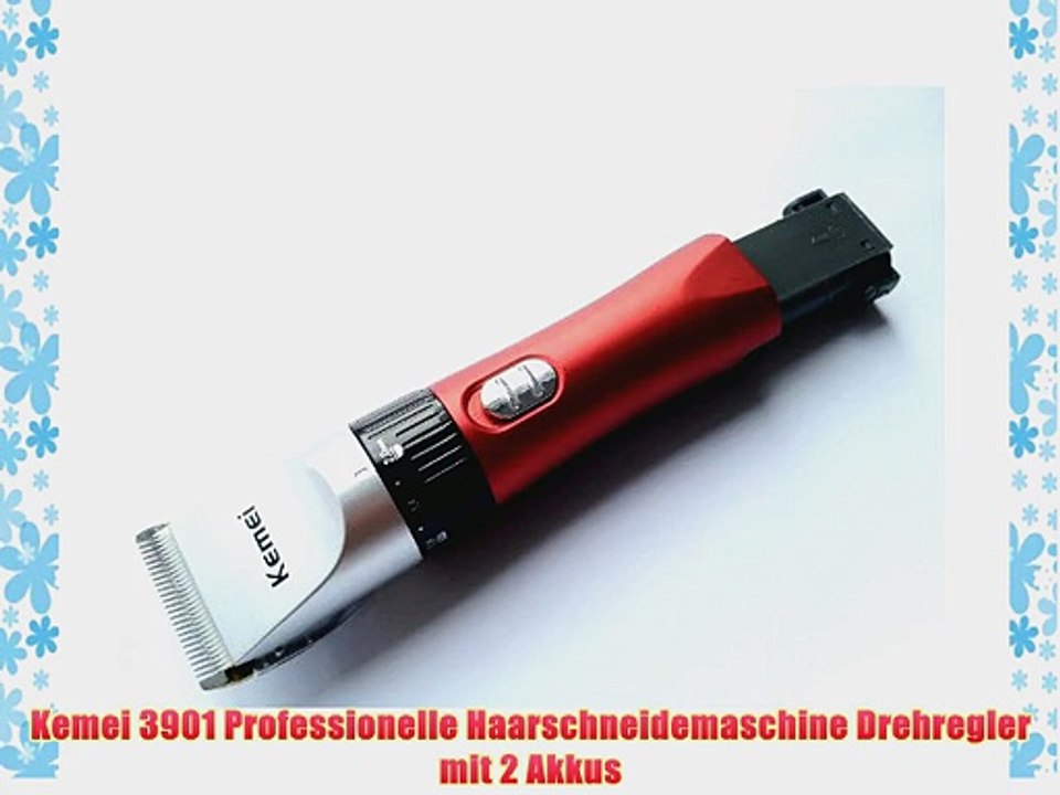 Kemei 3901 Professionelle Haarschneidemaschine Drehregler mit 2 Akkus