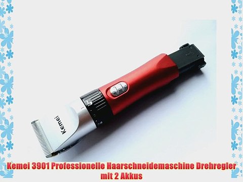 Kemei 3901 Professionelle Haarschneidemaschine Drehregler mit 2 Akkus