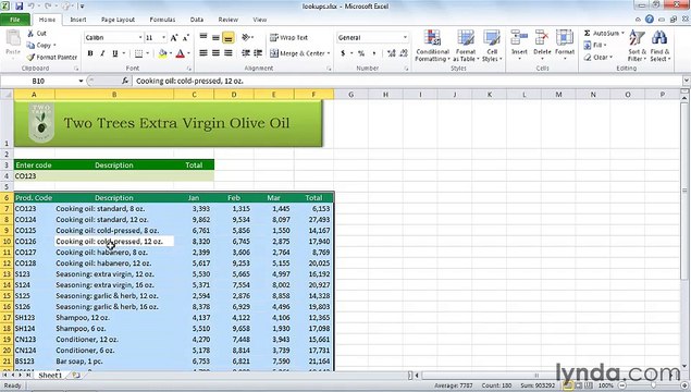 MS Excell Creating lookup tables