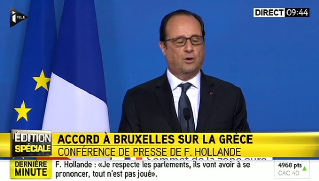 François Hollande : "La crédibilité de l'Europe aurait été atteinte, s'il n'y avait pas eu d'accord aujourd'hui"
