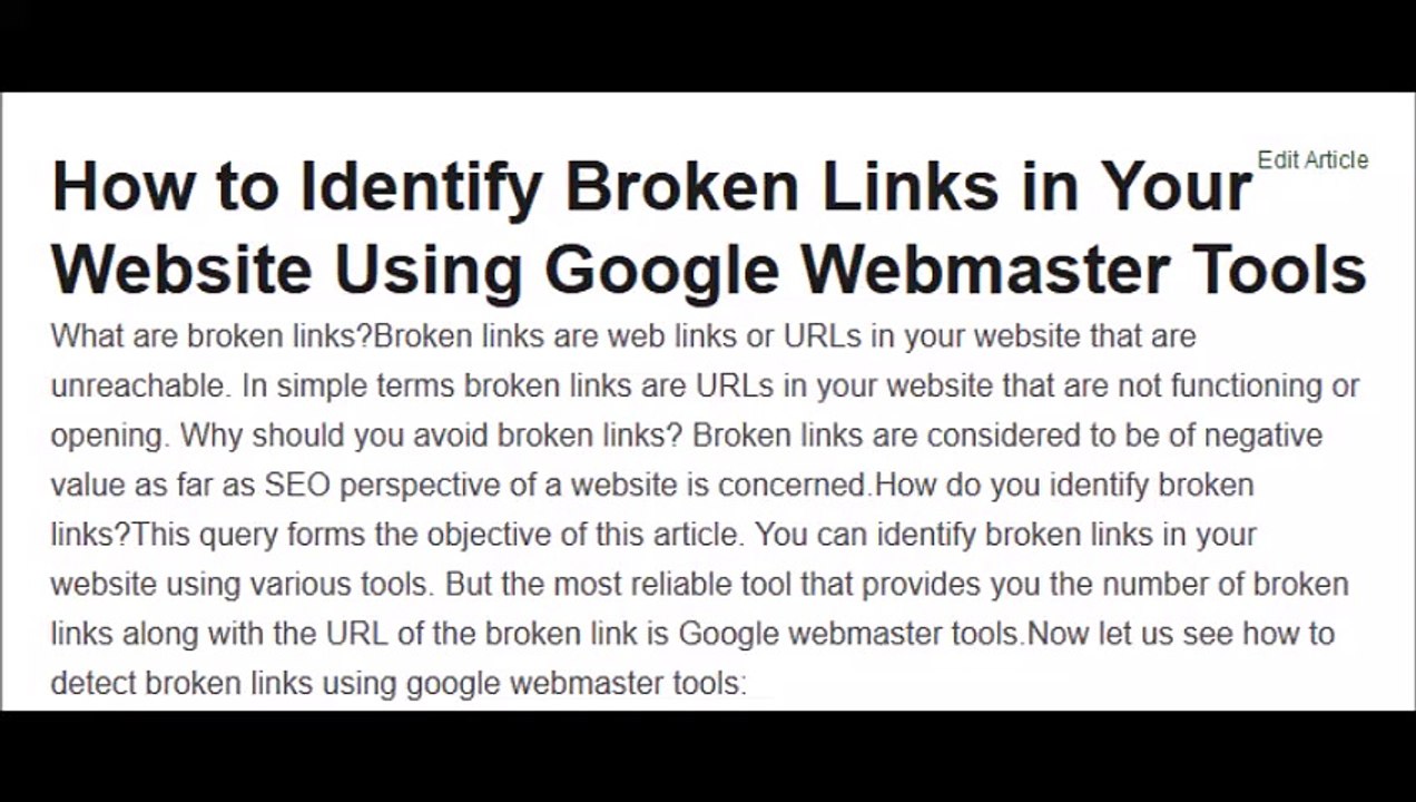 How to Identify Broken Links in Your Website Using Google Webmaster Tools