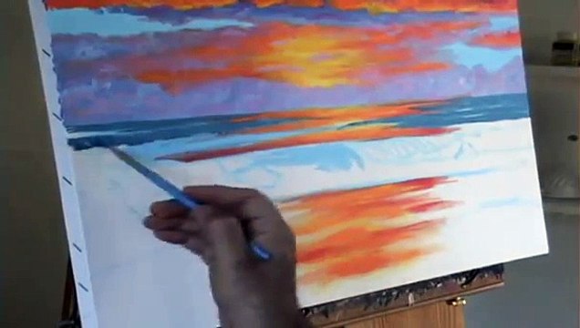 Comment peindre un coucher du soleil 4 sur la plage cour de peinture acrylique sur toile