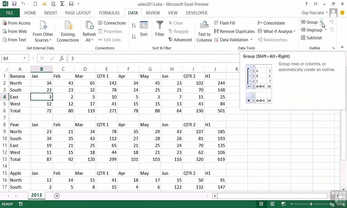 MS Excel - Create An Outline Automatically - 07-01