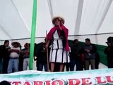 Mujer luchadora del distrito de Chetilla  canta en quechua su rechazo a Conga (21-06-12)