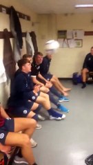 in changing room what football players do..