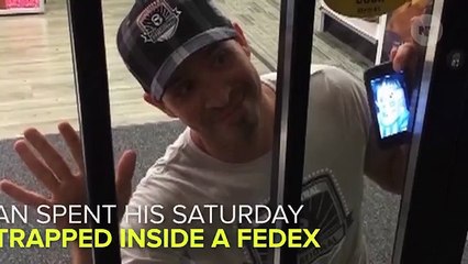 FedEx Customer Gets Locked Inside Shop, Films The Experience