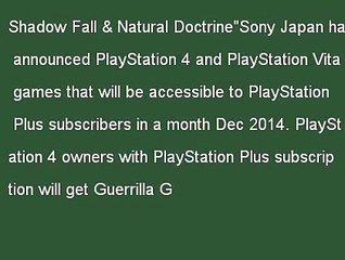 Free PS4 Games For PS Plus Subscribers In Japan For Dec 2014 Announced: "Killzone: Shadow Fall &