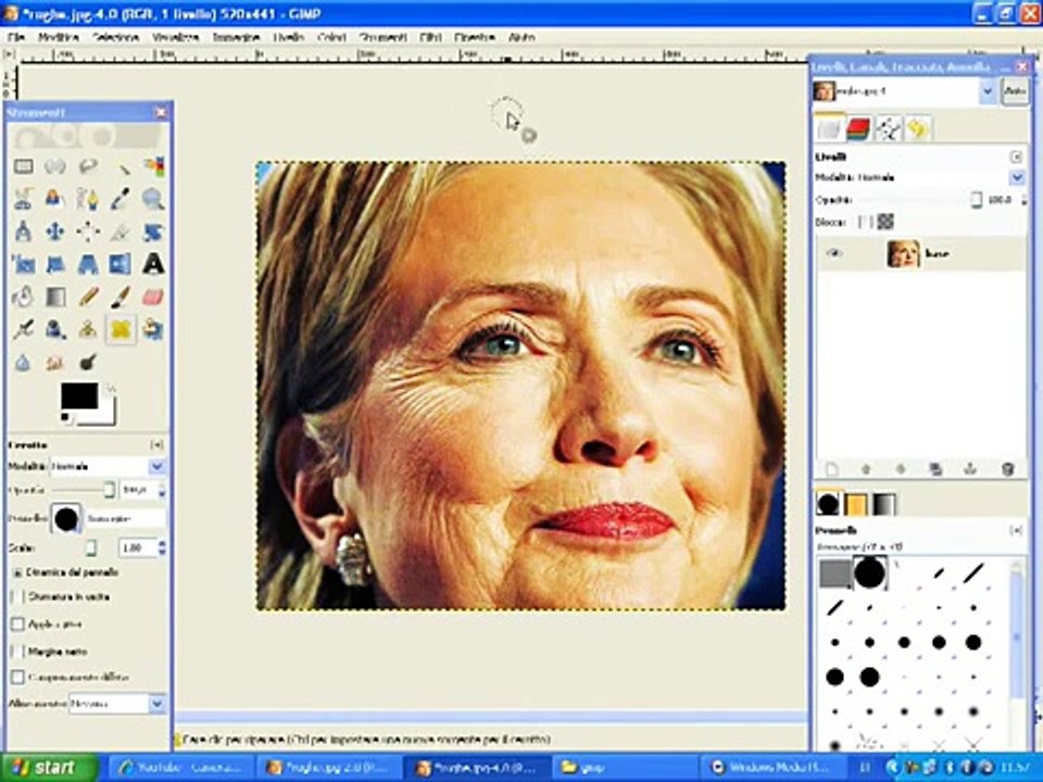 gimp tutorial: come eliminare le rughe ita