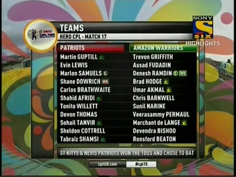 CPL 2015 - Match 17 - St Kitts and Nevis Patriots vs Guyana Amazon Warriors