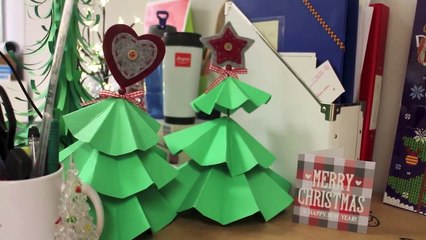 DIY Christmas decorations | How to make paper Christmas trees and decorations | Christmas work desk