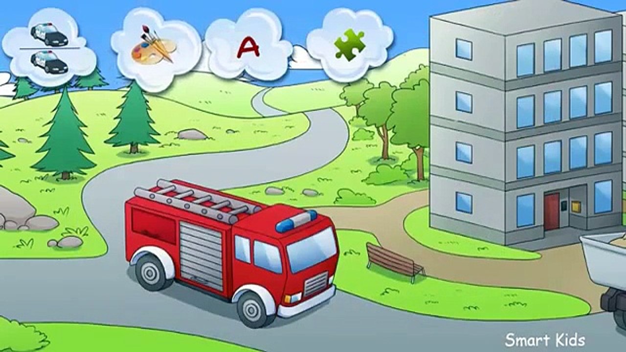 Cartoon about fire engine, police car and an ambulance! Learning colors. Cartoon coloring