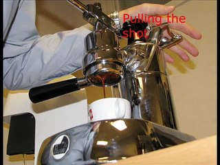 steaming milk on a la pavoni espresso machine for latte art
