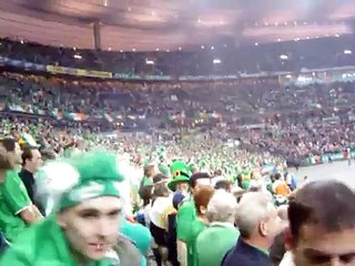 Republic of Ireland football fans sing the French anthem