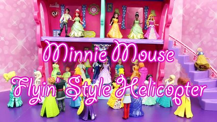 Minnie Mouse Helicopter Saves The Little Mermaid Ariel Magic Clip Doll with Her Salon In the Sky