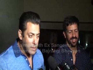 Salman with Ex Sangeeta at screening of Bajrangi Bhaijaan