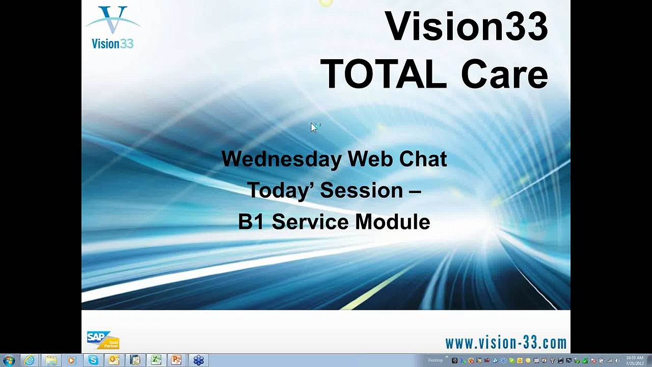 SAP Business One Training - July 25, 2012 - B1 Service Module by Vision33