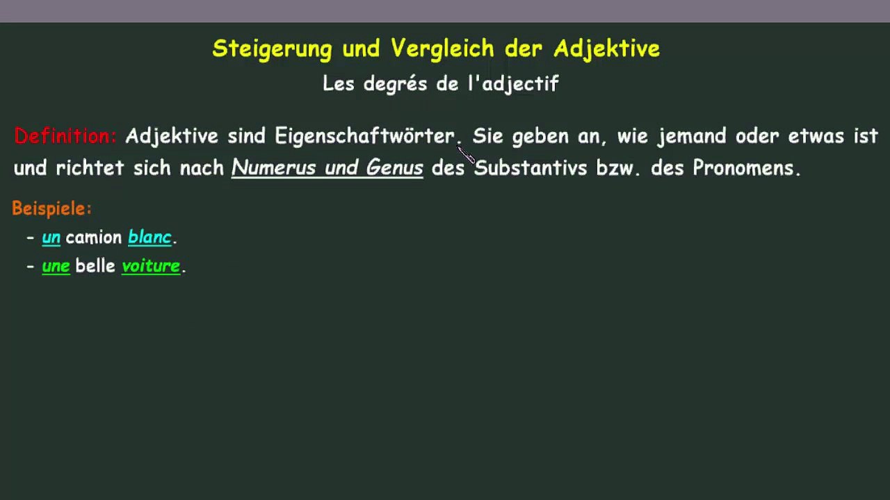 Steigerung und Vergleich der Adjektive Les degres de l'adjectif