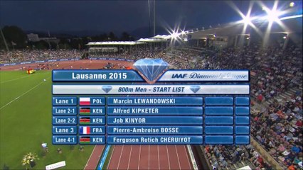 800m H – DL Lausanne 2015 (Nijel Amos en 1’43.27 devant David Rudisha)